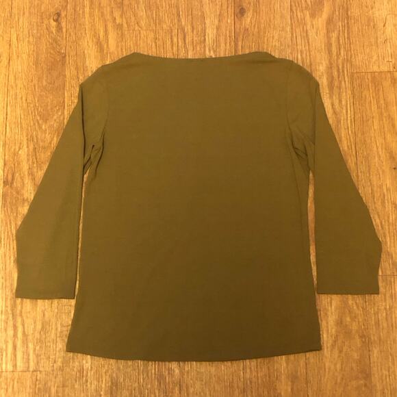 Eileen Fisher Petite Brown Green Pullover Quarter Sleeve Blouse Size PP (0-2) - Picture 6 of 7